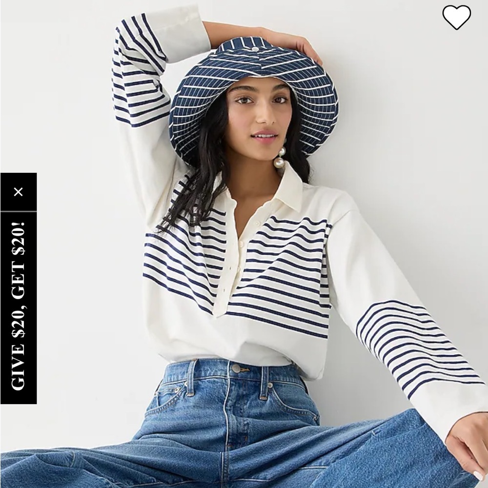 Jcrew Long Sleeve Polo Shirt in Stripe